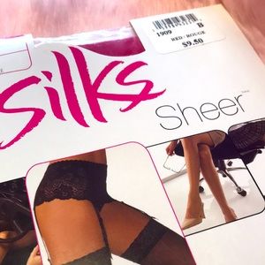 Silks brand lace top red thigh high stocking